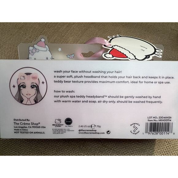 Creme Shop HELLO KITTY Plush Teddy Strawberry Latte Spa Headband - Picture 6 of 9